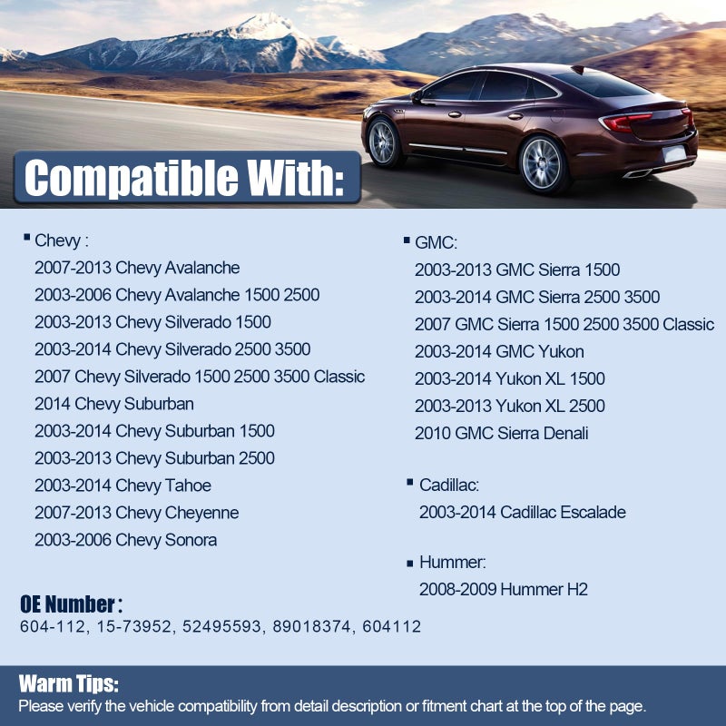 LCWRGS HVAC Blend Door Actuator Compatible with 2003-2014 Chevy Avalanche Suburban Tahoe Silverado 1500 2500 3500 GMC Sierra Yukon XL Cadillac Escalade H2, 604-112 15-73952 - Image 2
